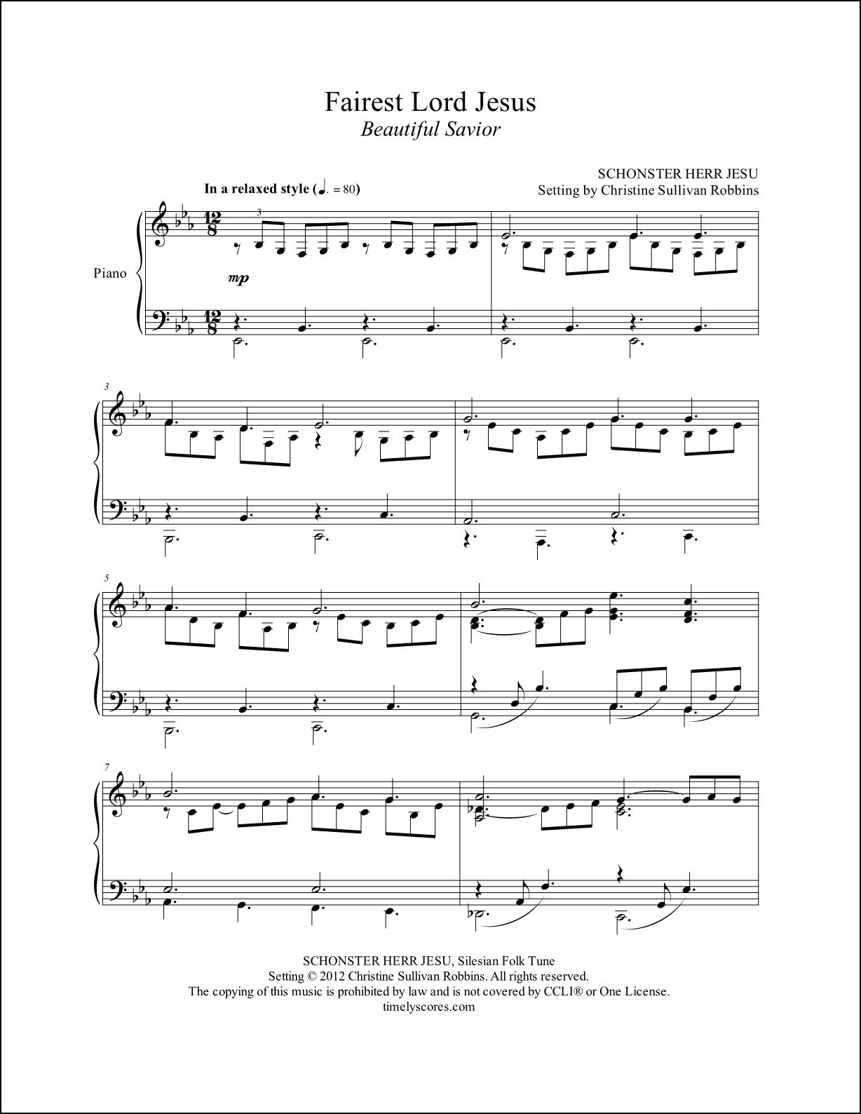 Fairest Lord Jesus Guitar Chords